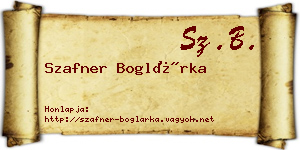 Szafner Boglárka névjegykártya